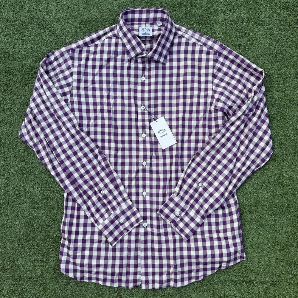 Hamilton Shirt Co. x Todd Snyder Mens 16 1/2 Purple Gingham Check Shirt USA Made